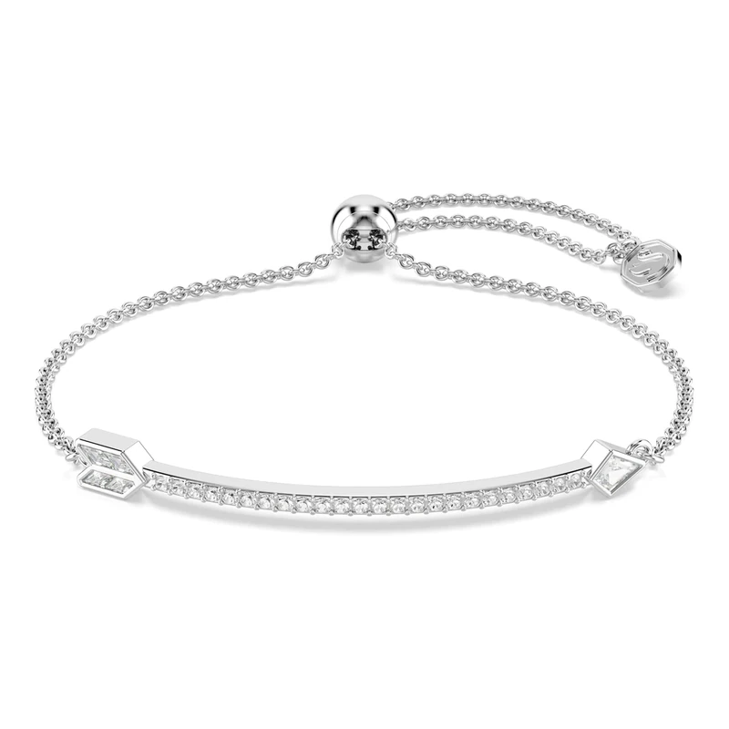 Swarovski Idyllia bracelet, Mixed cuts, Arrow, White, Rhodium plated