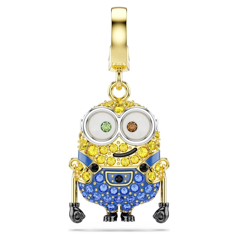 Swarovski Minions Bob Charm, Pavé, Multicolored, Gold-Tone Plated