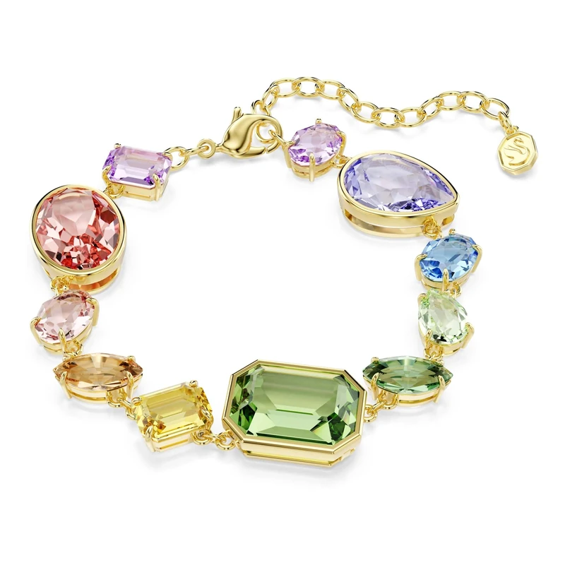 Swarovski Gema bracelet, Mixed cuts, Multicolored, Gold-tone plated