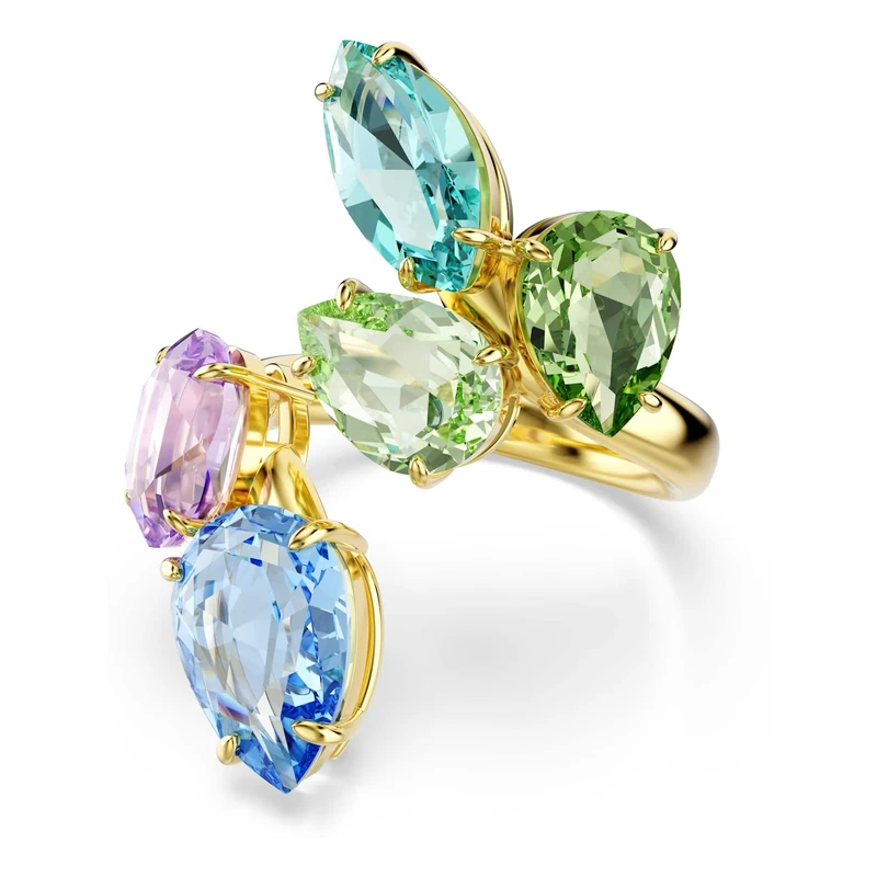 Swarovski Gema Motif Ring, Mixed Cuts, Multicolored, Gold-Tone Plated