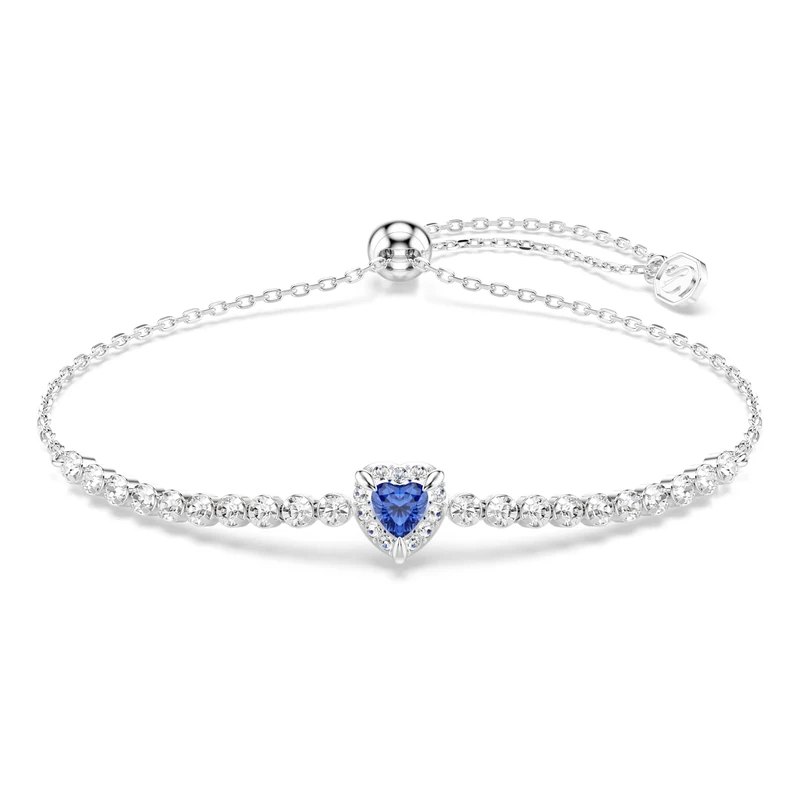 Swarovski One Bracelet, Mixed Cuts, Heart, Blue, Rhodium Plated