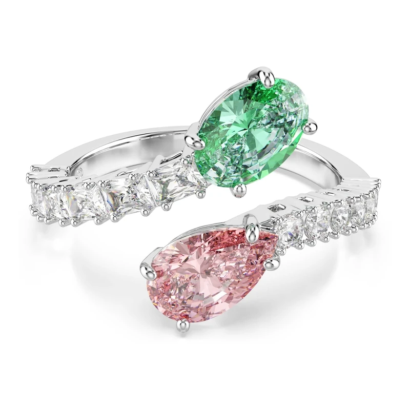 Swarovski X Ariana Grande Open Ring, Mixed Cuts, Multicolored, Rhodium Plated