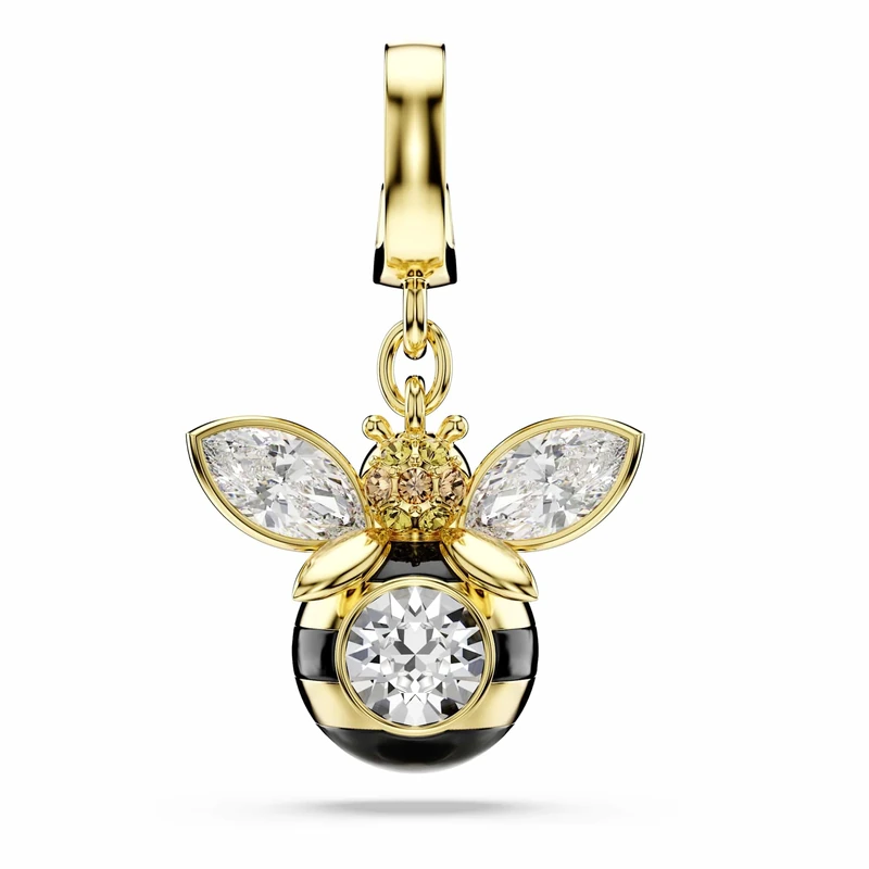 Swarovski Idyllia Charm, Mixed Cuts, Bee, Multicolored, Gold-Tone Plated
