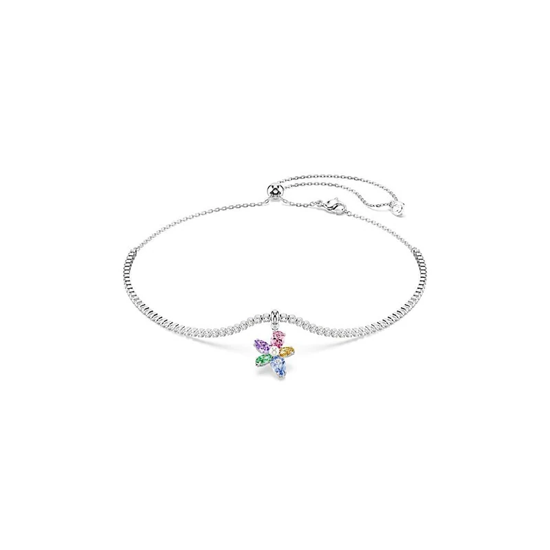 Swarovski X Ariana Grande Choker, Mixed Cuts, Flower, Multicolored, Rhodium Plated