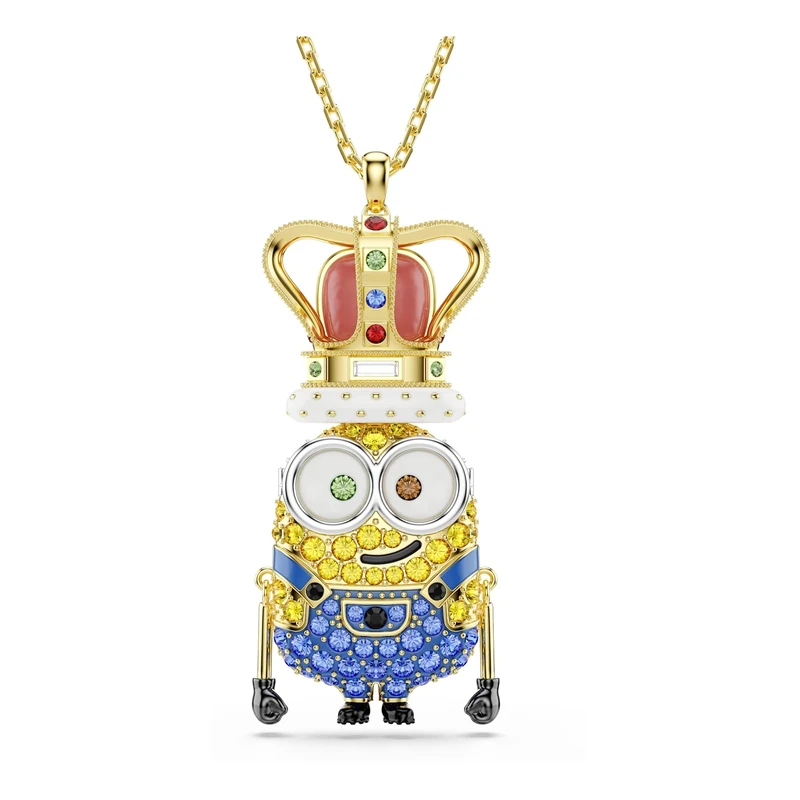Swarovski Minions King Bob Pendant, Pavé, Multicolored, Gold-Tone Plated