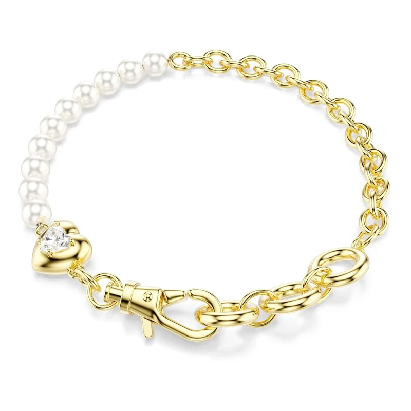 Swarovski Idyllia Bracelet, Crystal Pearl, White, Gold-Tone Plated