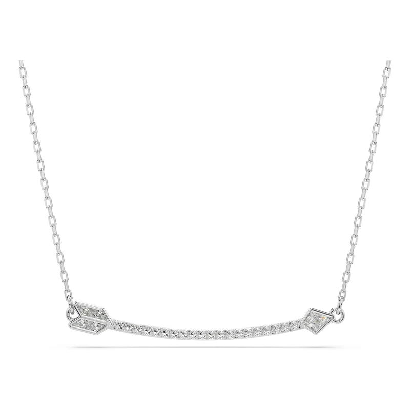 Swarovski Idyllia pendant, Mixed cuts, Arrow, White, Rhodium plated