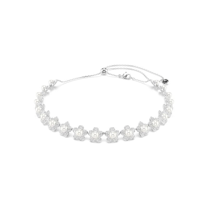 Swarovski X Ariana Grande Choker, Crystal Pearl, Round Cut, White, Rhodium Plated