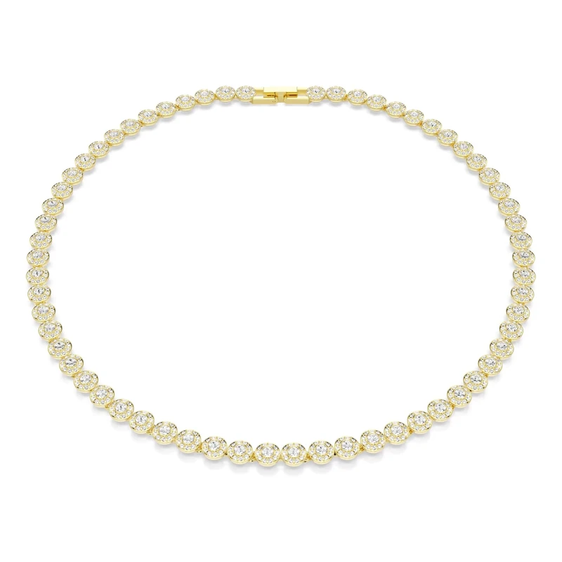 Swarovski Una Angelic necklace, Round cut, Small, White, Gold-tone plated