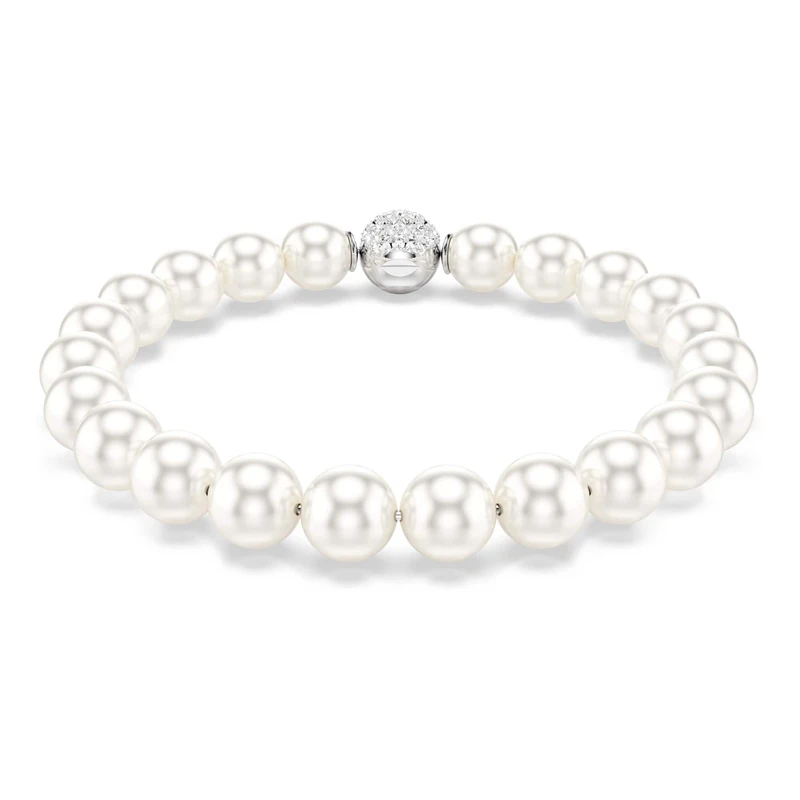 Swarovski Matrix bracelet, Crystal pearl, White, Rhodium plated