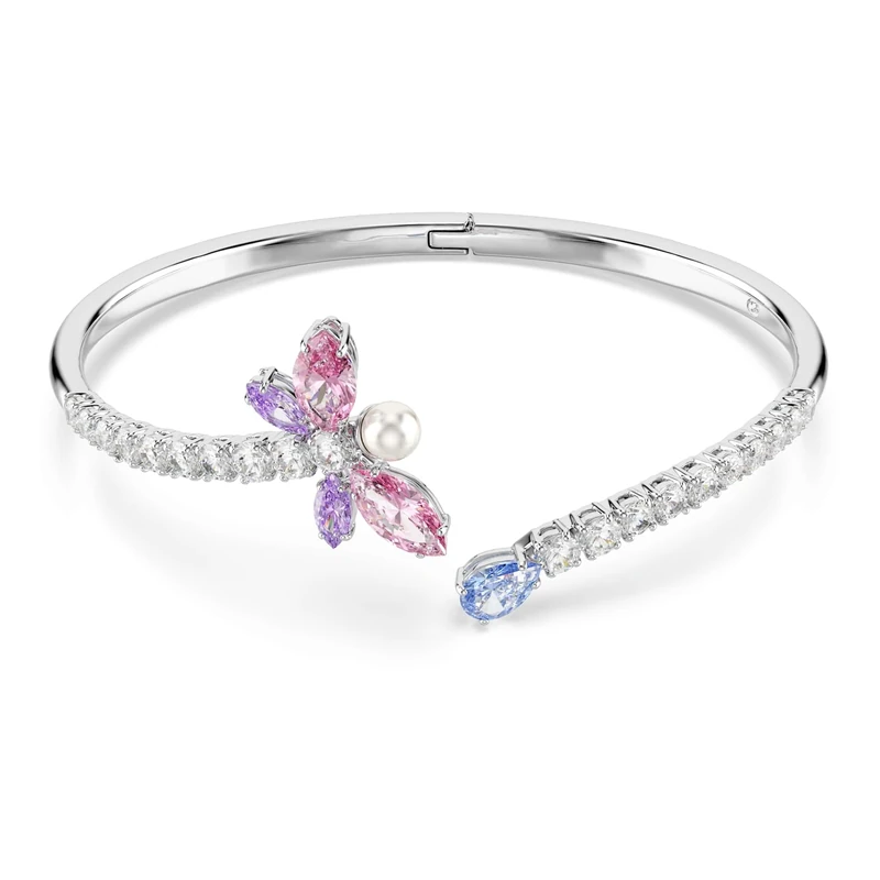 Swarovski X Ariana Grande Bangle, Mixed Cuts, Dragonfly, Multicolored, Rhodium Plated