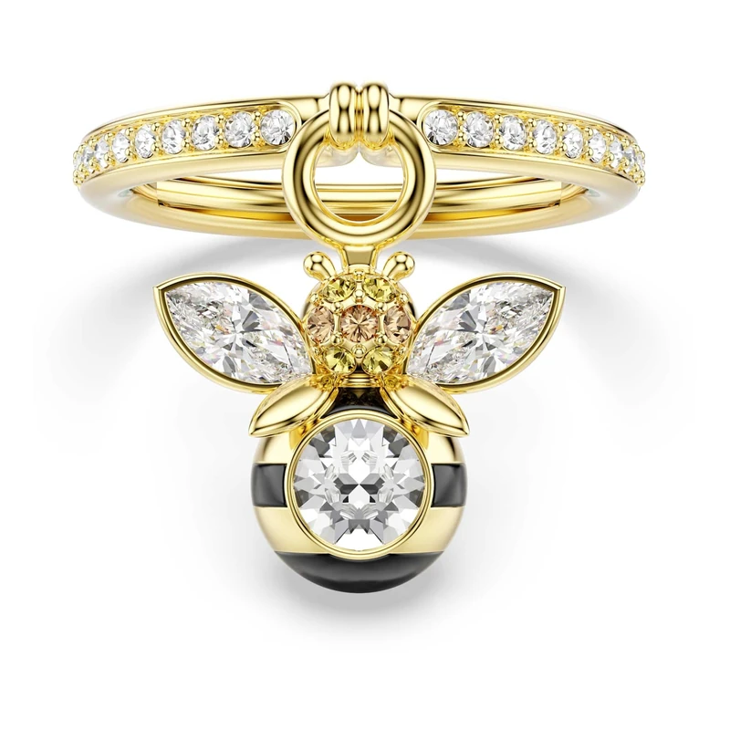 Swarovski Idyllia Motif Ring, Mixed Cuts, Bee, Multicolored, Gold-Tone Plated