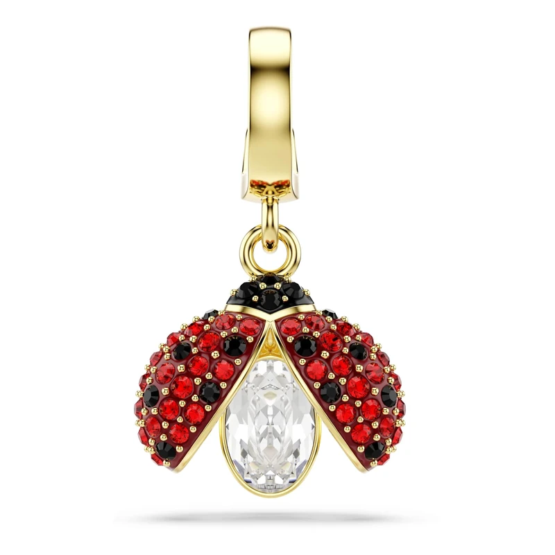 Swarovski Idyllia Charm, Mixed Cuts, Ladybug, Red, Gold-Tone Plated