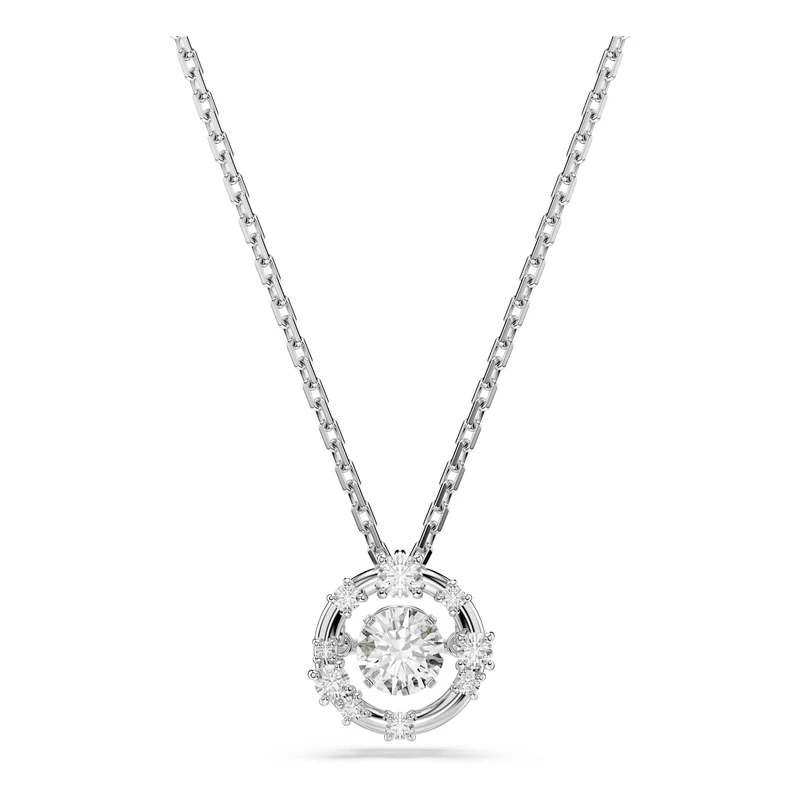 Swarovski Constella Pendant, Round Cut, Dancing Stone, White, Rhodium Plated