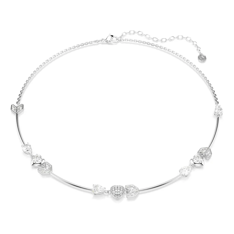 Swarovski Idyllia necklace, Heart with arrow, White, Rhodium plated