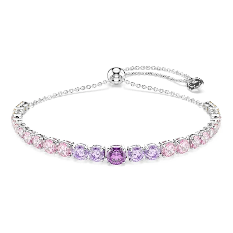 Swarovski Matrix Tennis Bracelet, Gradient Of Round Cuts, Multicolored, Rhodium Plated