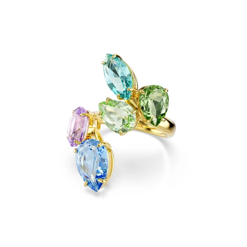 Swarovski Gema Motif Ring, Mixed Cuts, Multicolored, Gold-Tone Plated