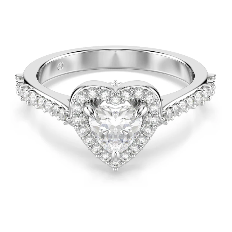 Swarovski Una Angelic Motif Heart Ring - Rhodium Plated