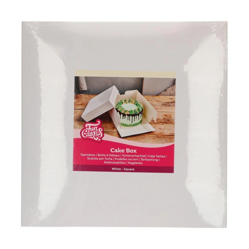 FunCakes Cake Box White: Sturdy Cardboard Cake Box with Separate Lid, Reusable Cake Carrier for Transporting and Presenting Cakes and Pastries - 40x30x20 cm pk/25
