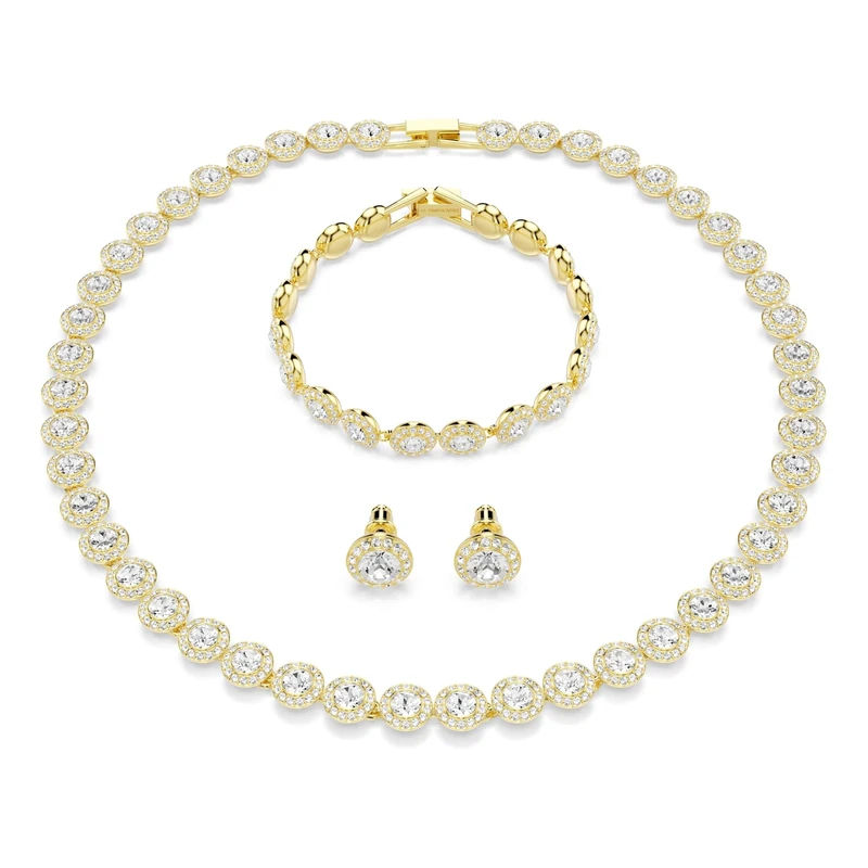 Swarovski Una Angelic Set, Set (3), Round Cut, White, Gold-Tone Plated