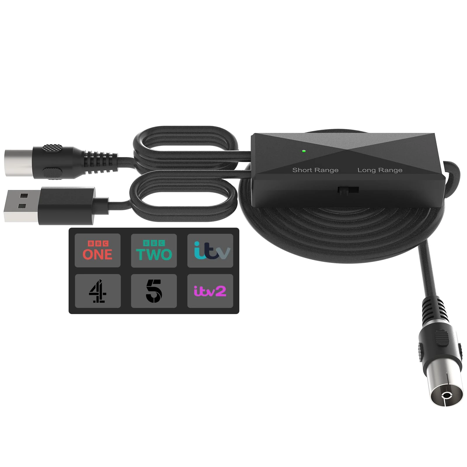 TV Ariel Boosters – USB Powered Signal Booster Aerial Amplifier for Freeview HD Smart Television, Improve Weak Signals and Reduce Interference, 1m USB + 0.3m TV Cable