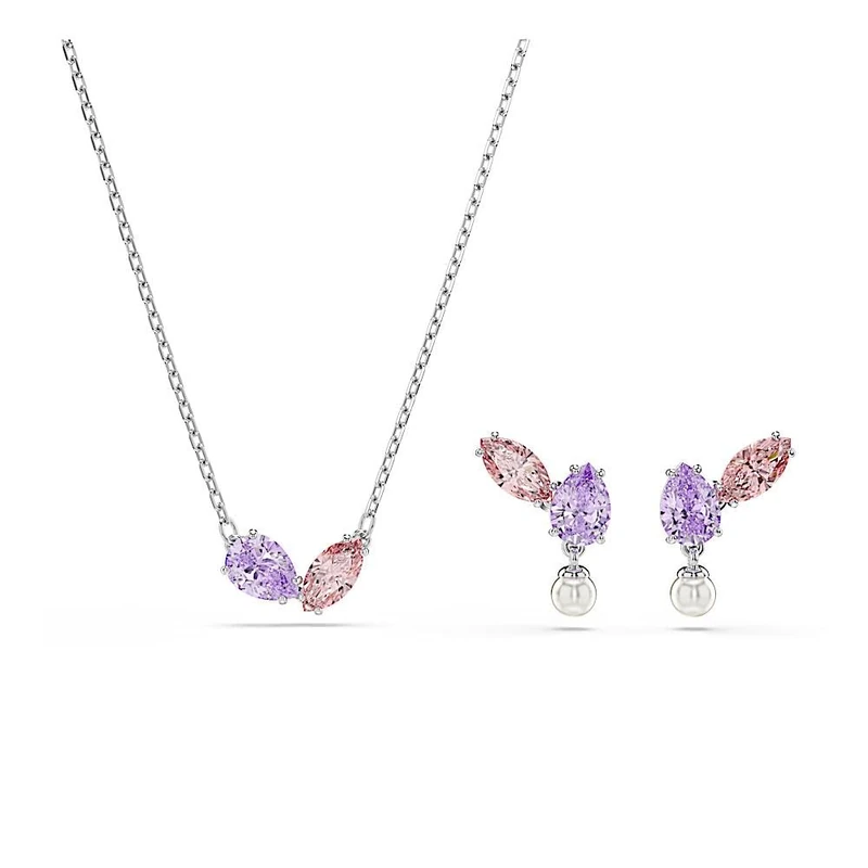 Swarovski X Ariana Grande Set, Mixed Cuts, Multicolored, Rhodium Plated
