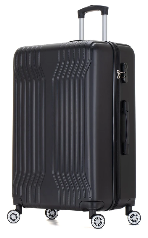 DK Luggage 28" Large Hard Shell Suitcase 4 Wheel Spinner ABS25 (Black, 28" Large)