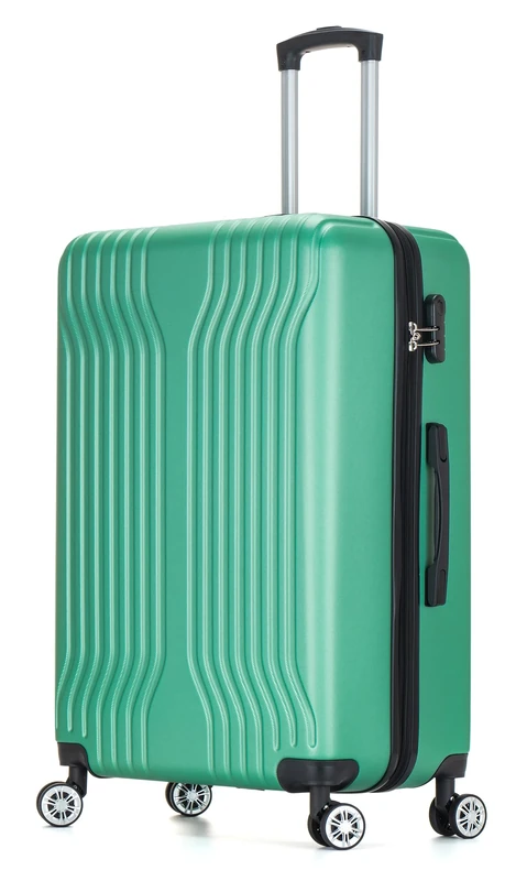 DK Luggage 28" Large Hard Shell Suitcase 4 Wheel Spinner ABS25 (Green, 28" Large)