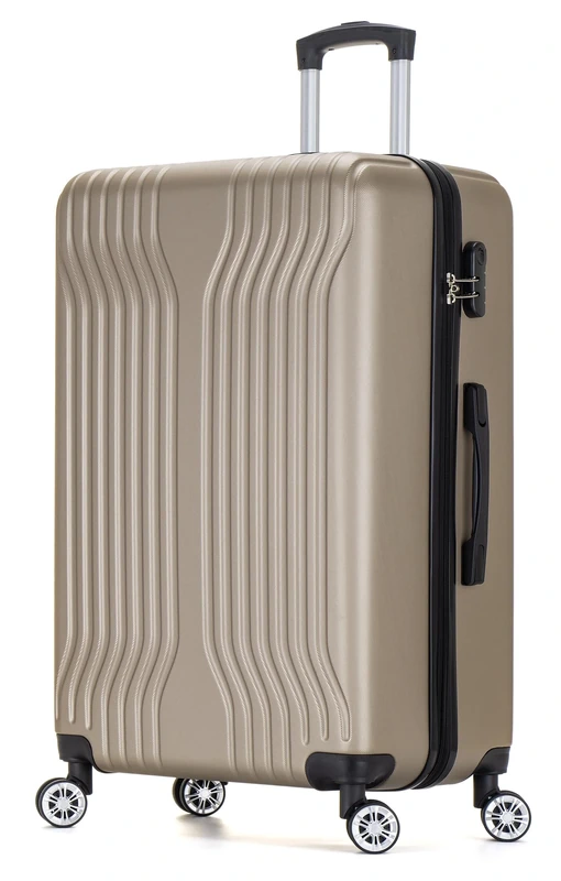 DK Luggage 28" Large Hard Shell Suitcase 4 Wheel Spinner ABS25 (Gold, 28" Large)