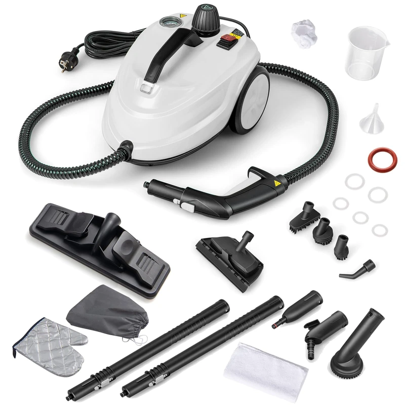 HOMFME 2000W Steam Cleaner, Handheld Steam Mop with 1.8L Tank and 13/15 Accessories, Multi-Purpose Cleaning Steamer Machine for Carpets Floors Autos Autos Windows Cars (White)