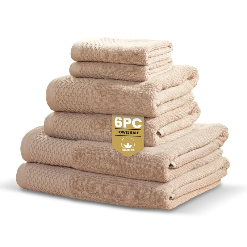 Rapport Home Eden Weave 6-Piece Towel Bale – Luxurious 100% Cotton Set | 500GSM Soft Absorbent Towels, Quick-Dry Comfort & Elegant Bathroom Style | Bale Mink