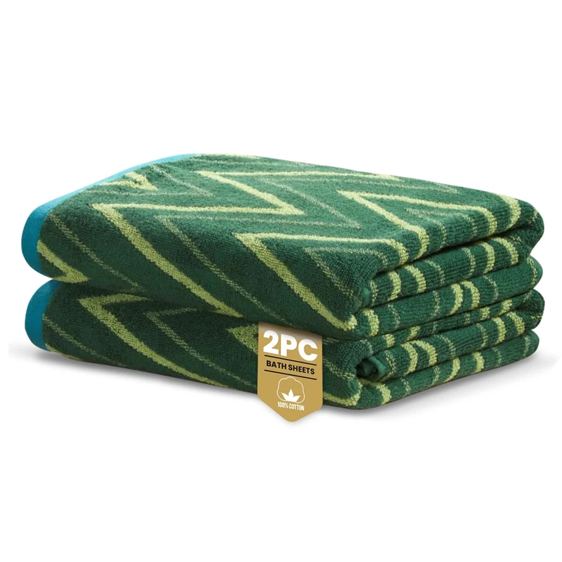 Rapport Home Helix Bath Sheets 2 Pack | Moss Green | 90x140cm | Luxurious 500GSM 100% Cotton | Oeko-Tex Certified Absorbent & Soft Bathroom Towels