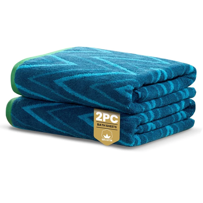 Rapport Home Helix Bath Sheets 2 Pack | Ocean Blue | 90x140cm | Luxurious 500GSM 100% Cotton | Oeko-Tex Certified Absorbent & Soft Bathroom Towels