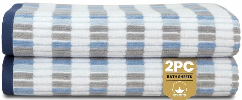 Rapport Home Santa Cruz Bath Sheets 2 Pack | Blue | 90x140cm | Luxurious 500GSM 100% Cotton | Oeko-Tex Certified Absorbent & Soft Bathroom Towels