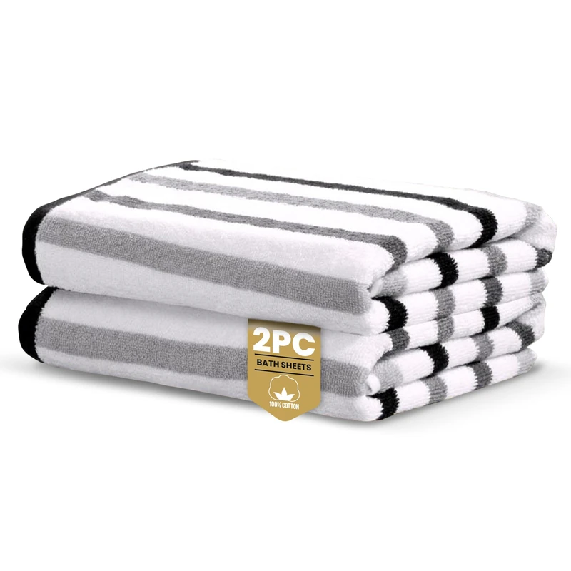 Rapport Home Amalfi Bath Sheets 2 Pack | Black | 90x140cm | Luxurious 500GSM 100% Cotton | Oeko-Tex Certified Absorbent & Soft Bathroom Towels