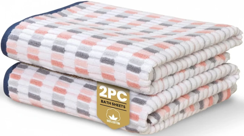 Rapport Home Santa Cruz Bath Sheets 2 Pack | Blush | 90x140cm | Luxurious 500GSM 100% Cotton | Oeko-Tex Certified Absorbent & Soft Bathroom Towels