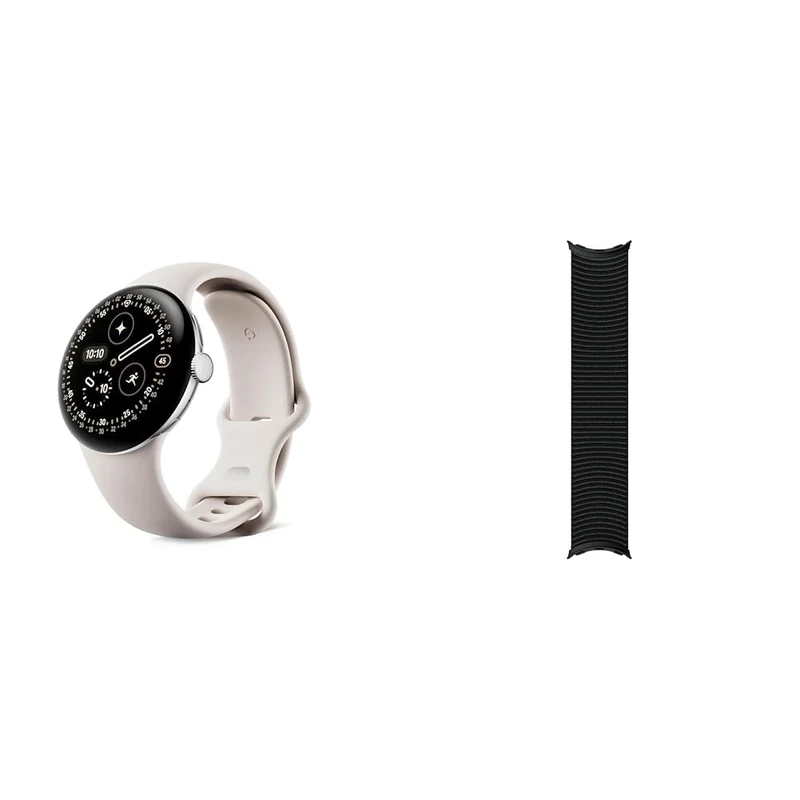 Google Pixel Watch 4 (41 mm) – Smartwatch mit gewölbtem Display und Fitness-Tracking und Unterstützung von Gemini – Aluminiumgehäuse in Polished Silver – WLAN With Gradient Stretch Band