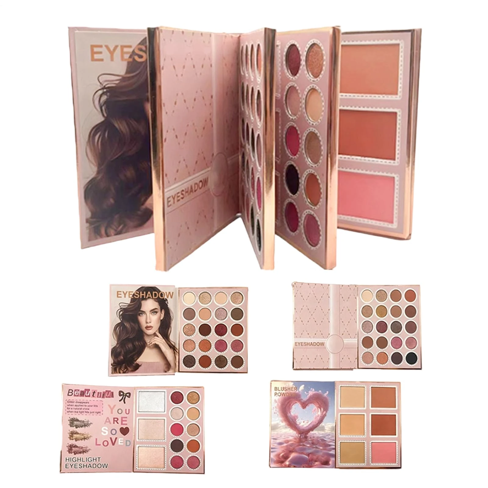 Makeup Book Palette,Multifunctional Makeup Supplies | Natural Cheek Blush | for College Students Beginners Professionals Artists Brides Beauty Lovers Daily Routine Parties