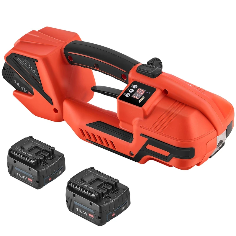 VEVOR Electric Strapping Machine, 2 x 4000 mAh Batteries, Automatic Strapping with Digital Display for PP/PET Strapping Width 9-16 mm, Tensioner Machine for Pallets of Packaging Boxes