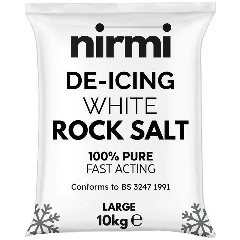 Nirmi White Rock Salt 10kg - Large - Premium De-Icing Grit for Driveways, Paths, Roads | Fast-Acting & Powerful | Natural Weed Control & Ice Melt