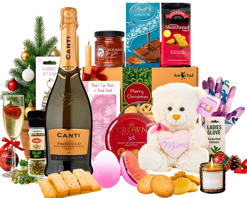 Ant & Chid Christmas Pamper Box for Mum – Sparkling Prosecco, Goodies & Keepsakes - Christmas Presents for Mothers