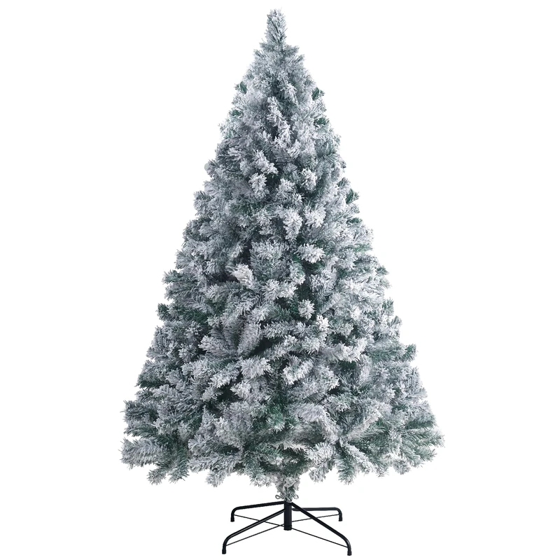 5ft Snow Flocked Artificial Christmas Tree with 532 Tips Realistic Holiday Premium Full Winter White Pine Xmas Tree, Full Appearance Snowy Easy Assembly with Sturdy Metal Stand 150cm