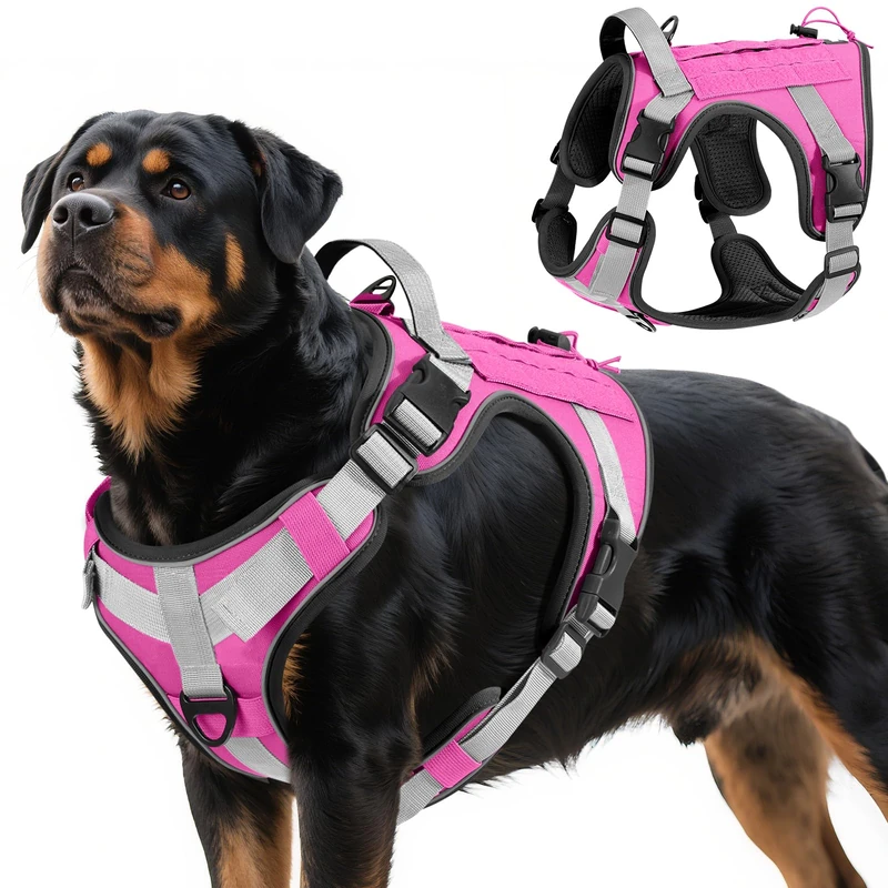 VavoPaw Heavy Duty Tactical Dog Harness - Pink, XL
