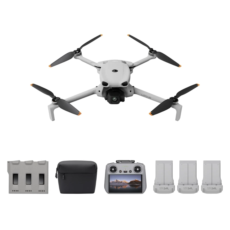 DJI Lito X1 Fly More Combo With DJI RC 2, 4K Camera Drone for Beginners, Obstacle Sensing, ActiveTrack, 1/1.3-Inch Sensor, Lightweight for Adults, 15km Video Transmission, 3 Batteries, C0
