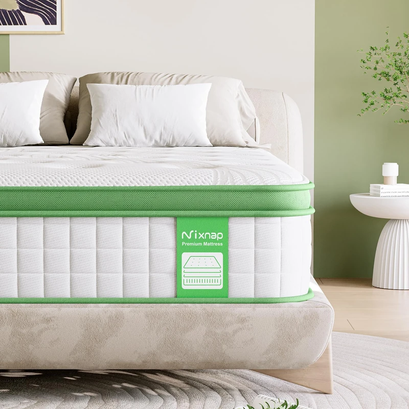 NIXNAP Mattress Double 4FT6, 10 Inch Hybrid Mattress, Gel Memory Foam & Individually Pocket Springs, 9-Zone Orthopaedic, Medium Firm Mattresses for Pressure & Back Pain Relief, 135x190x25 cm