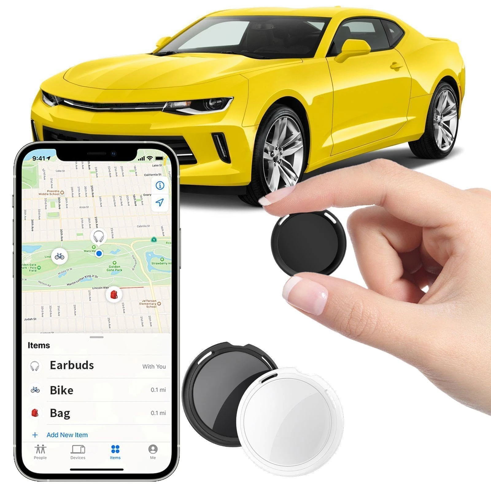 2 Pack GPS Tracker for Vehicles Work with Find My (iOS Only)Real Time Bluetooth Air Tracker Tag Mini Car Locator Global Tracking Device Item Finder No Monthly Fee or Subscription No SIM Card Required
