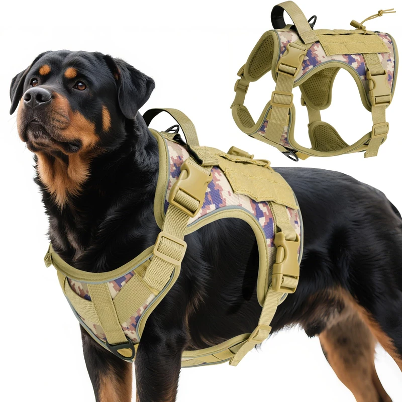 VavoPaw Tactical Dog Harness - Desert Camo XL No Pull Vest