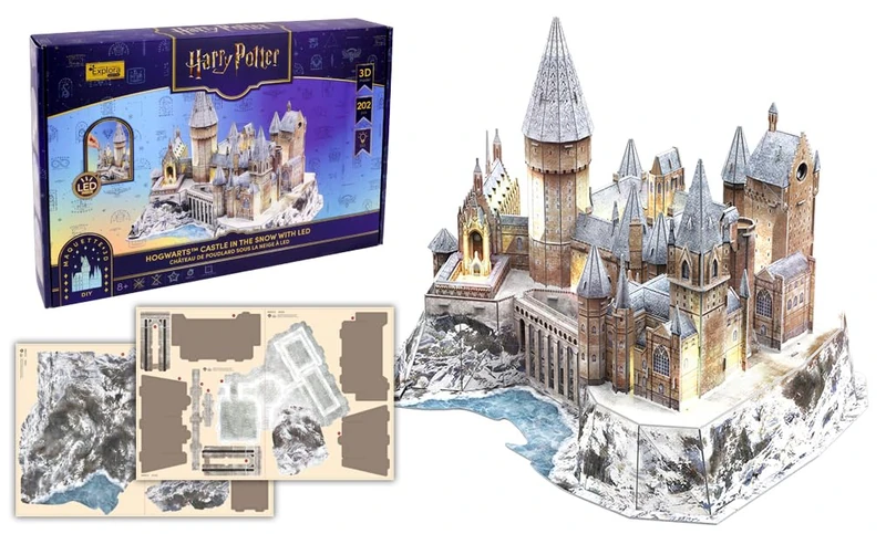 EXPLORA - Bright Hogwarts Castle - Officially Licensed Harry Potter - 3D Puzzle - 540312-202 Pieces - No Glue or Scissors - Building Set - Gift - Model - From 8 Years