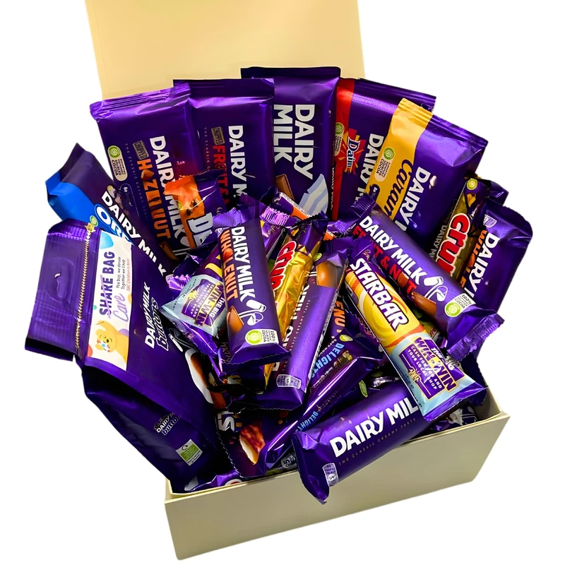 Chocolate Gift Box – 52 Assorted Bars – Luxury Chocolate Hamper – Large Sweet Treat Box for Sharing, Parties & Celebrations (52 pieces - Beige)