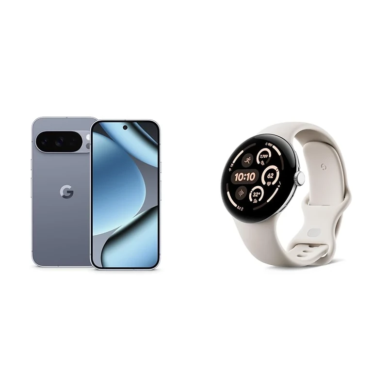 Google Pixel 10 Pro - Unlocked Android Smartphone with Gemini, Triple Rear Camera System, 24+ Hour Battery and 6.3" Super Actua Display - Moonstone, 128GB + Watch 3 (Porcelain)